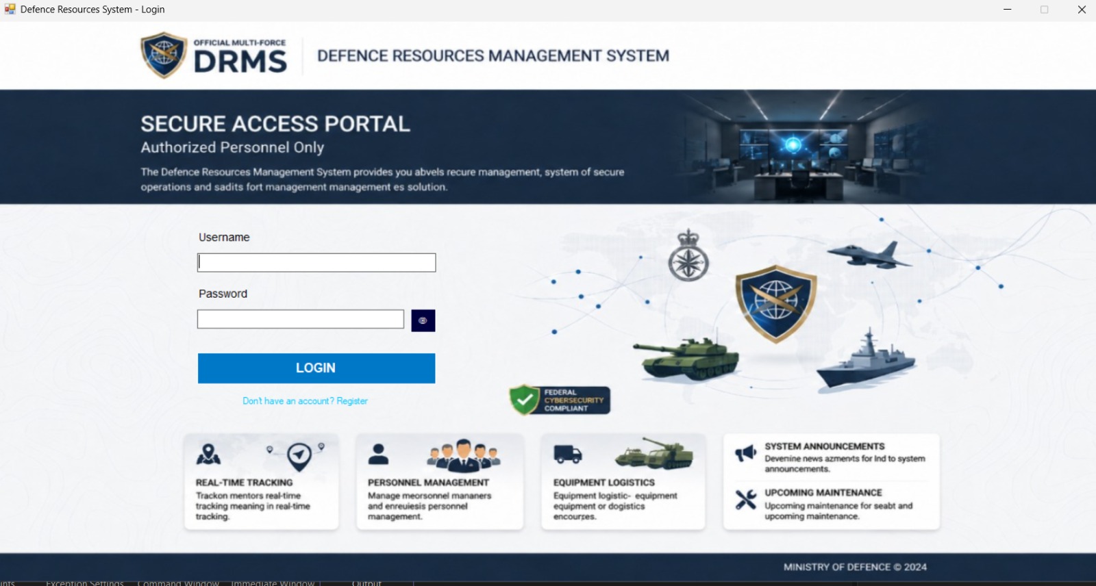 Defence Resources Management System - Login